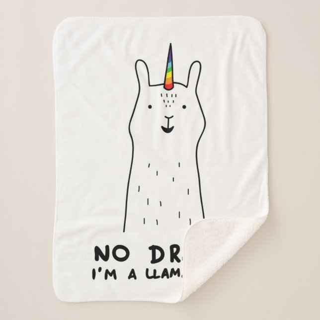 No Drama I'm A Llamacorn Sherpa Blanket (Front)
