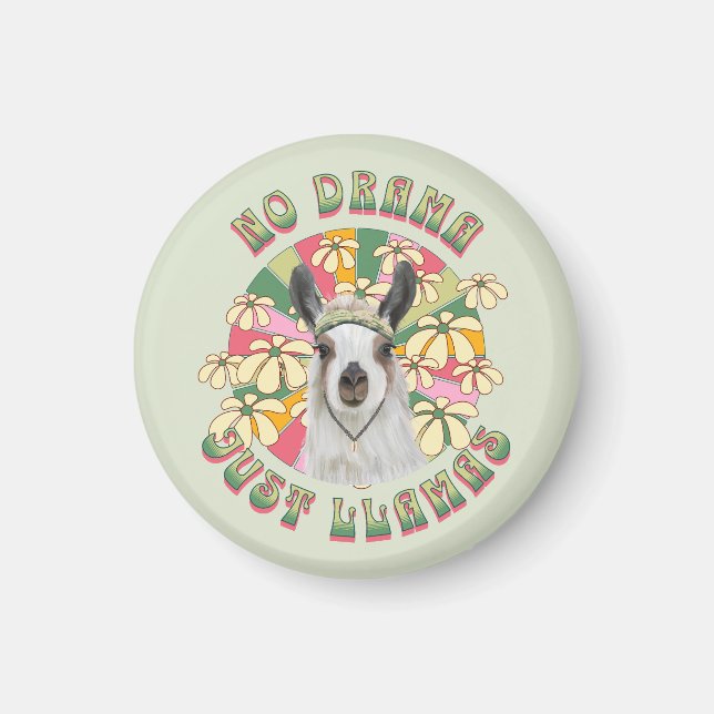 No Drama Just Llamas - Cute Boho Llama Magnet (Front)