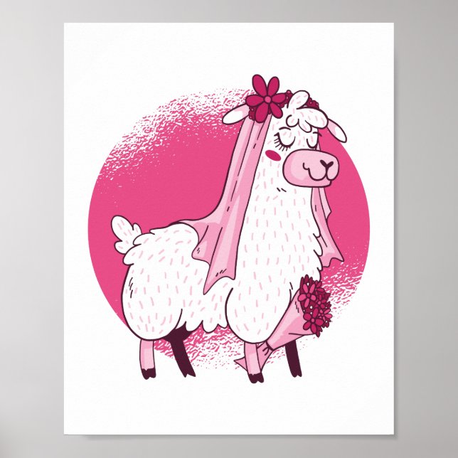 No Drama LLama BRIDE Funny Wedding Bridal Shower Poster (Front)