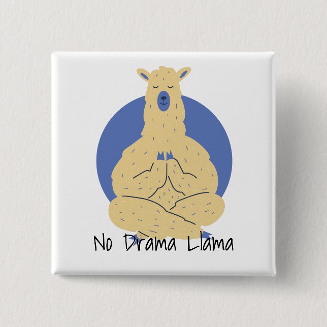 No Drama Llama in Yoga Pose 15 Cm Square Badge (Front)