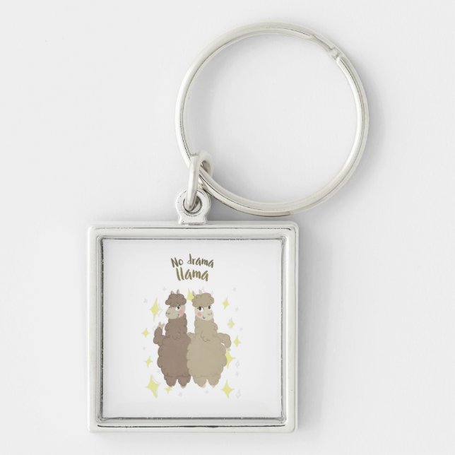 NO DRAMA LLAMA KEY RING (Front)