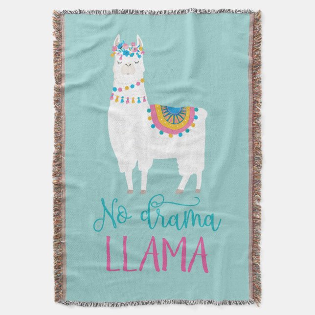 No Drama LLAMA Throw Blanket (Front Vertical)