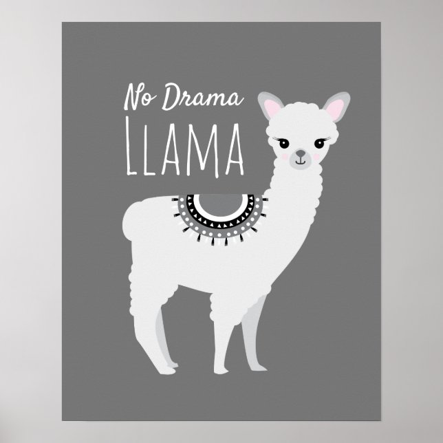 No Drama Llama Wall Art Illustration (Front)