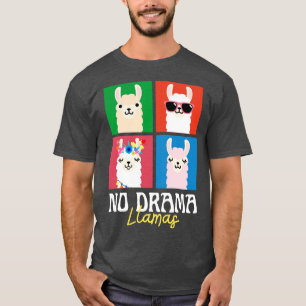 No Drama Llamas Squares Funny Vintage 70s Animal L T-Shirt