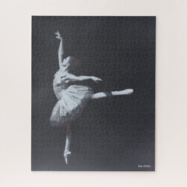 No Drama, Only Freedom, Black & White Ballerina Jigsaw Puzzle (Vertical)