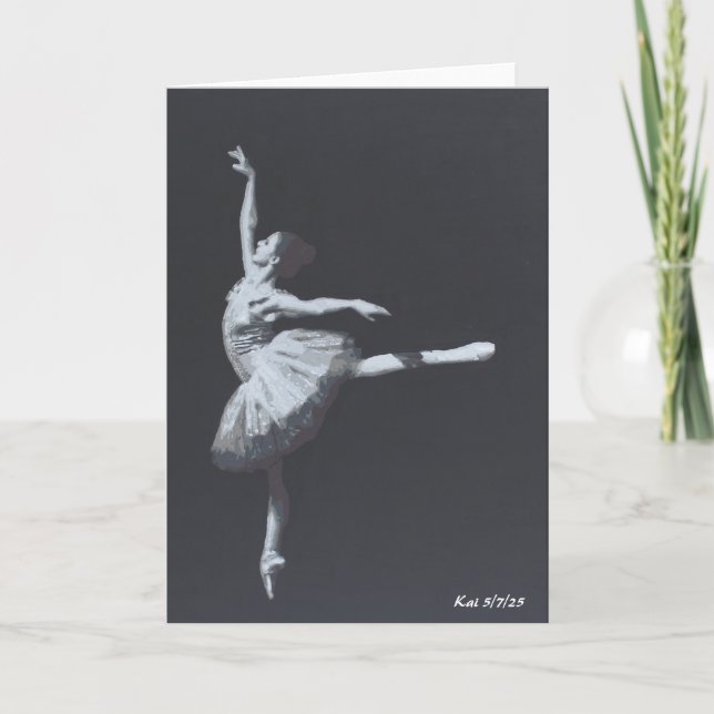 No Drama, Only Freedom, Black & White Ballerina Thank You Card (Front)