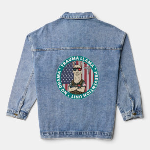 No Drama Trauma Llama Nurse Funny EMS  Gift Denim Jacket