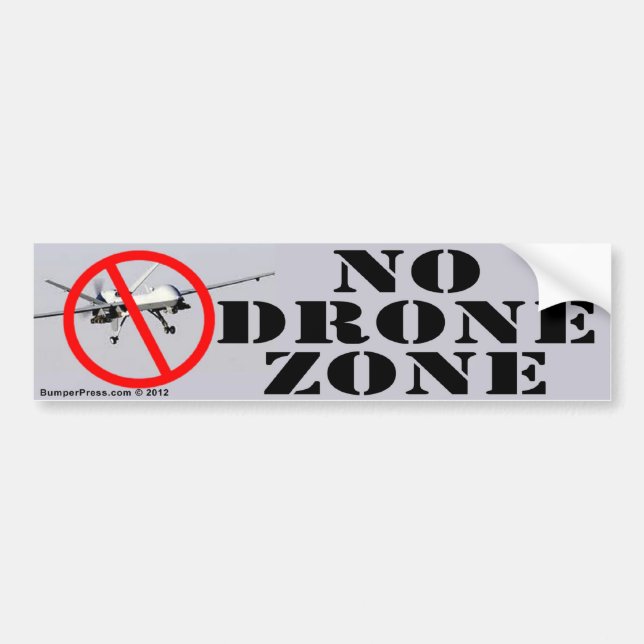 No Drone Zone Bumper Sticker (Front)