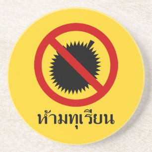 NO Durian Fruit ⚠ Thai Sign ⚠ Coaster