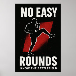 No Easy Rounds MMA Motivation Poster