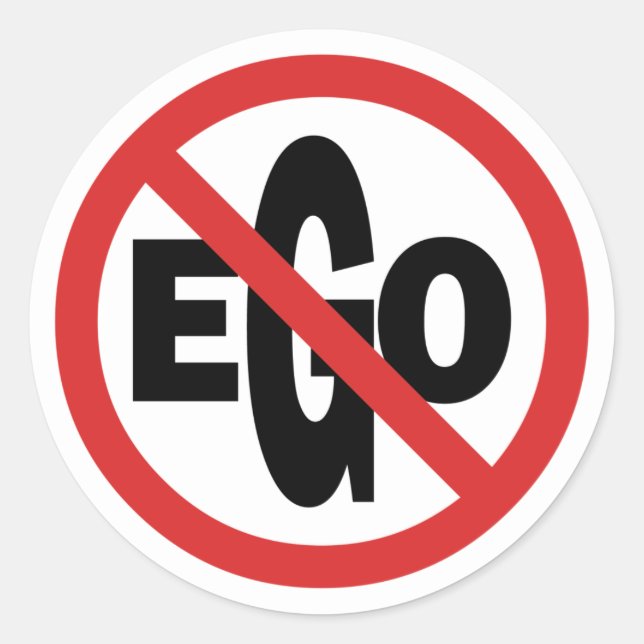 No Ego Classic Round Sticker (Front)