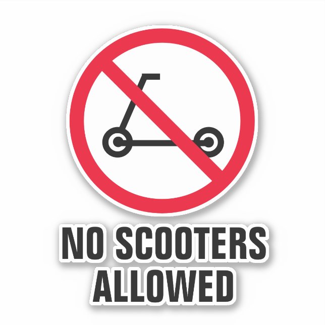 No electric scooters allowed sign vinyl sticker (Front)