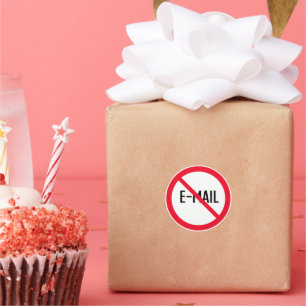 No Email Red Circle Sign   Classic Round Stickers