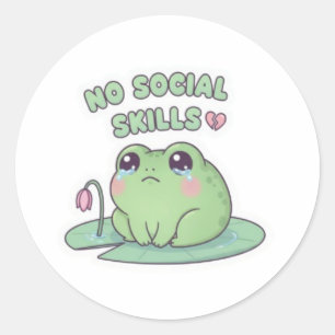 no energy frog, tired frog, exhausted frog, frog m classic round sticker