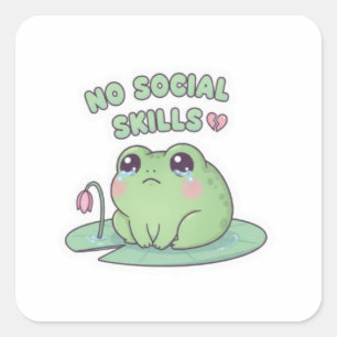 no energy frog, tired frog, exhausted frog, frog m square sticker