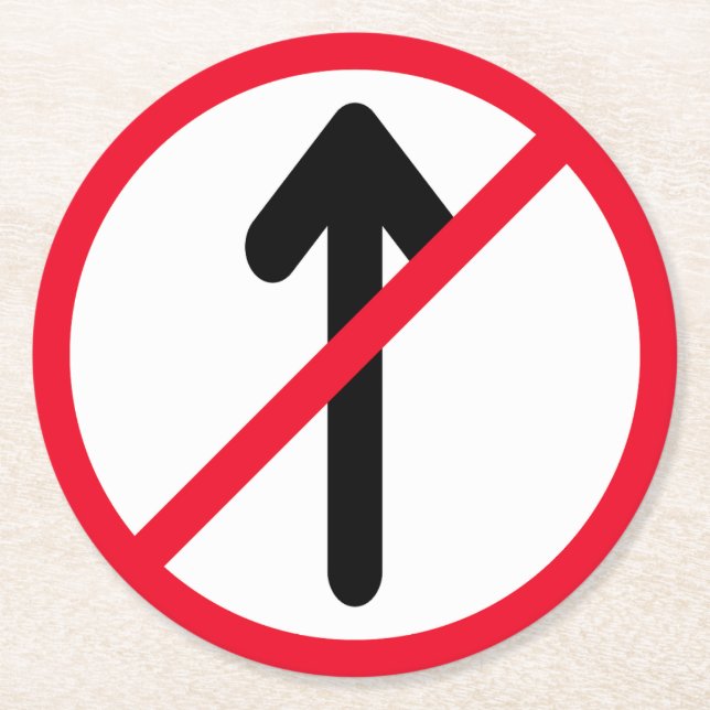 No Entry Circle Road Sign | Custom Round Coasters (Front)