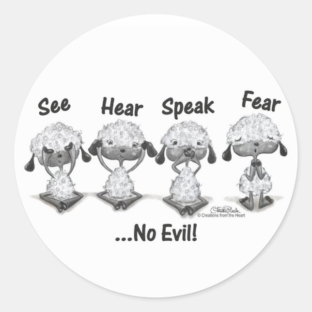 No Evil Lambs Classic Round Sticker (Front)