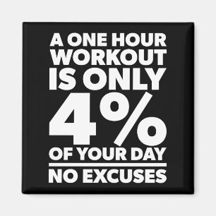 No Excuses - A One Our Workout Is 4% Of Your Day Magnet