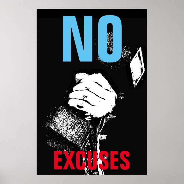 No Excuses Bodybuilding Fitness Pop Art Poster (Front)