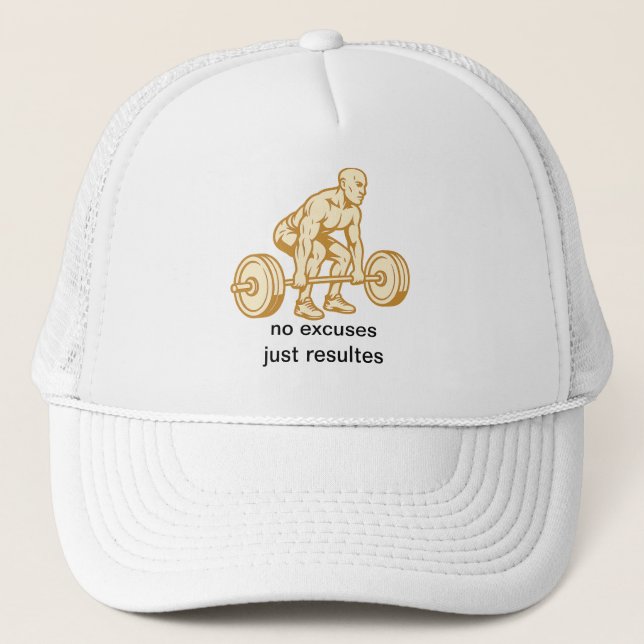 no excuses gym motivation design trucker hat (Front)