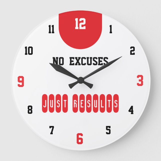 No Excuses Just Results Fitness Large Clock (Front)