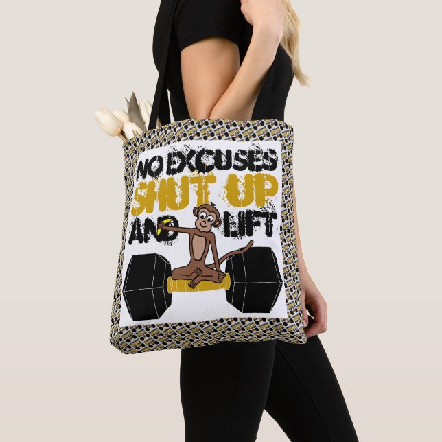 No Excuses Monkey Tote Bag (Close Up)