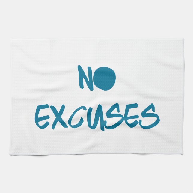 No Excuses Motivational Workout Gym Tea Towel (Horizontal)