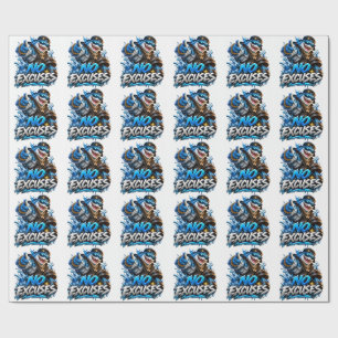 No Excuses Shark Motivational Fitness Wrapping Pap Paper