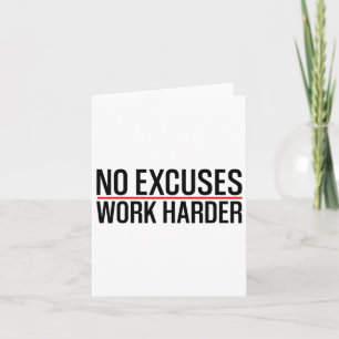 No Excuses Work Harder Bodybuilding Gym Motivation Card