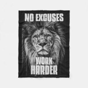 No Excuses Work Harder Bodybuilding Gym Motivation Fleece Blanket