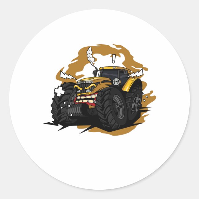 No Farmers no Food Angry Tractor Classic Round Sticker (Front)