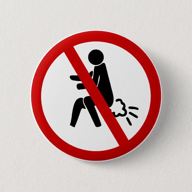 NO Farting ⚠ Funny Thai Toilet Sign ⚠ 6 Cm Round Badge (Front)