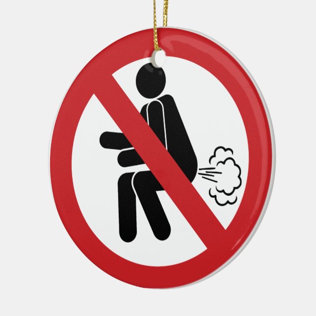 NO Farting ⚠ Funny Thai Toilet Sign ⚠ Ceramic Tree Decoration (Left)