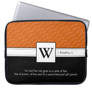 NO FEAR Christian Scripture Bible Monogram Laptop Sleeve