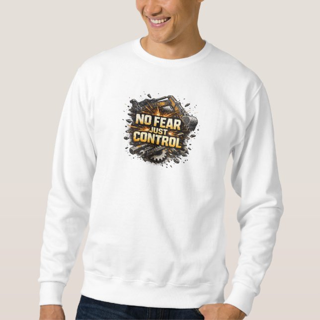 No Fear Just Control Excavator Operator Sweatshirt (Front)