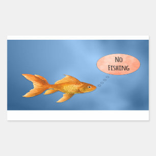 No Fishing Goldfish Rectangular Sticker