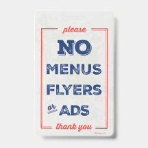 No Flyers, Menus, Ads Sign Badge