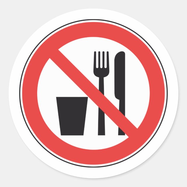 No Food And Drink Sign Classic Round Sticker (Front)