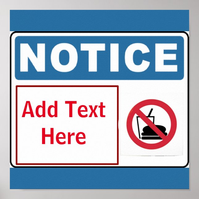 No Food on Premises, add text, Sign (Front)