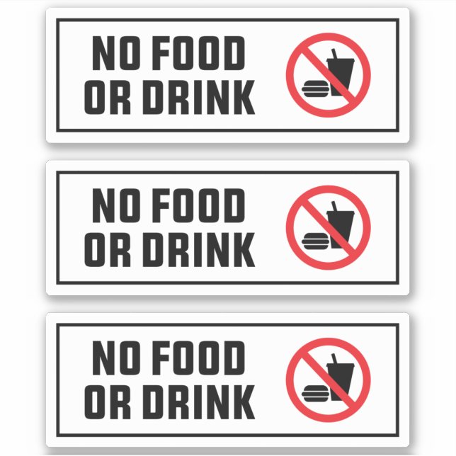 No Food Or Drink Pack of 3 (Front)