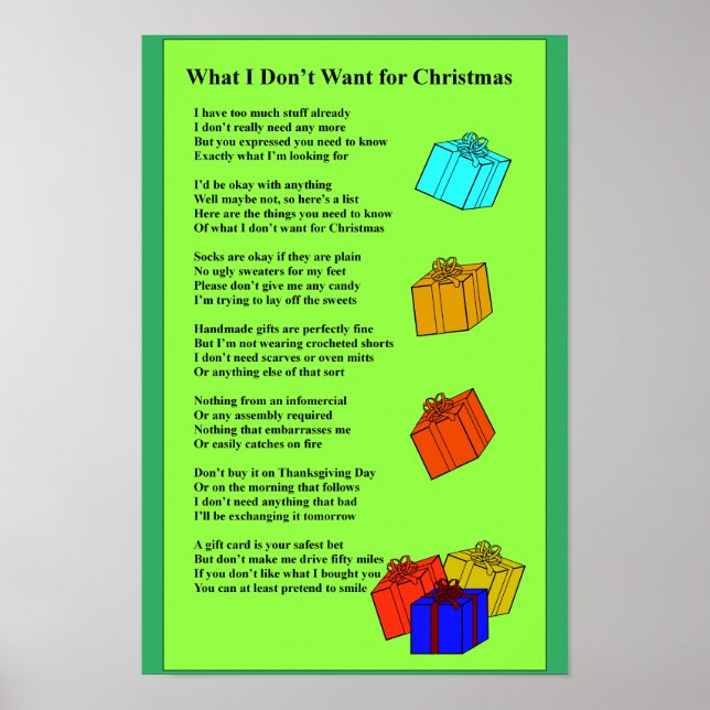 No For Christmas Poem Poster (Front)