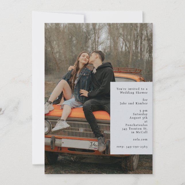 No Frills Photo Wedding Shower Invitation (Front)