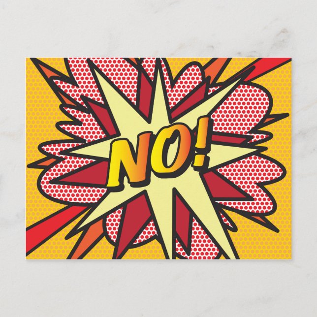 NO Fun Retro Comic Book Pop Art Postcard (Front)