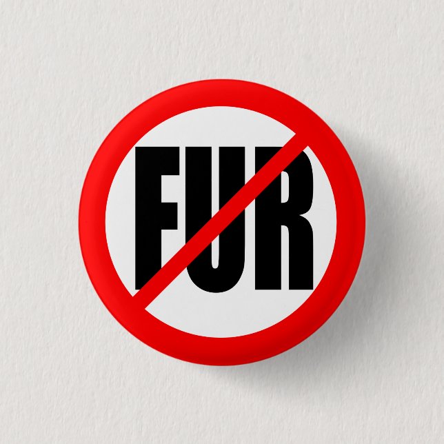 "NO FUR" 3 CM ROUND BADGE (Front)