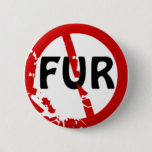 NO FUR! 6 CM ROUND BADGE