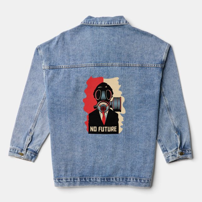 No Future Noir: The Gas Masked Man Denim Jacket (Back)