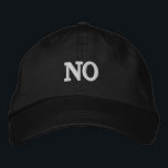 No Gift for Dad Mum Funny Christmas Comedy Answer Embroidered Hat<br><div class="desc">No baseball dad mum hat,  kid answer embroidered ball cap,  Christmas gift for mummy birthday,  custom embroidery funny sarcastic mum,  wife girlfriend mummy daddy husband,  personalised comedy quote joke present,  father's day mother's mother minimalist,  new cranky humour anniversary Valentine's,  adulting from daughter son child,  thanks women men silly unhinged</div>