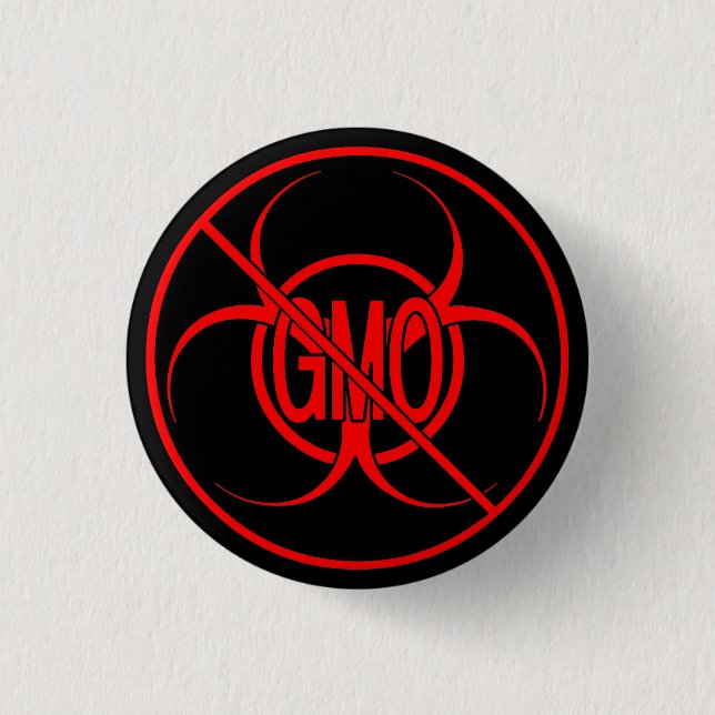 No GMO Buttons Biohazard Warning GMO Buttons Pins (Front)