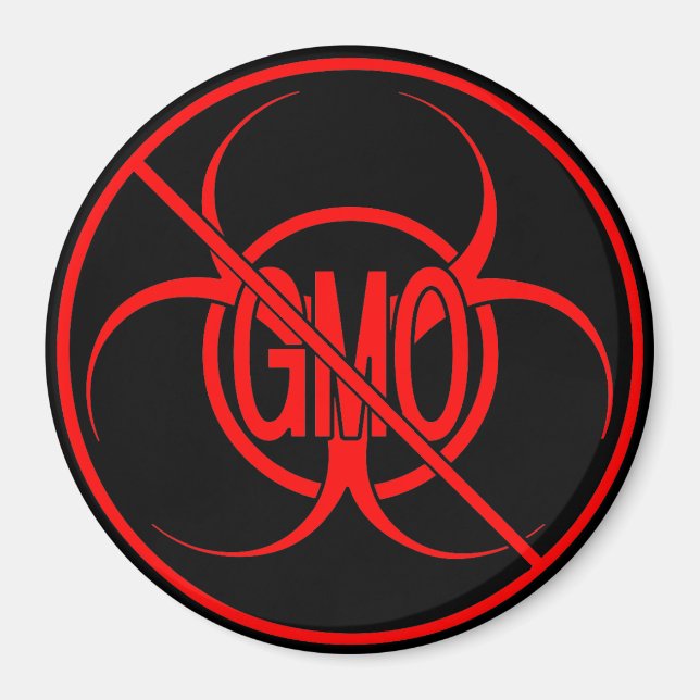No GMO Magnets Biohazard No GMO Fridge Magnet (Front)