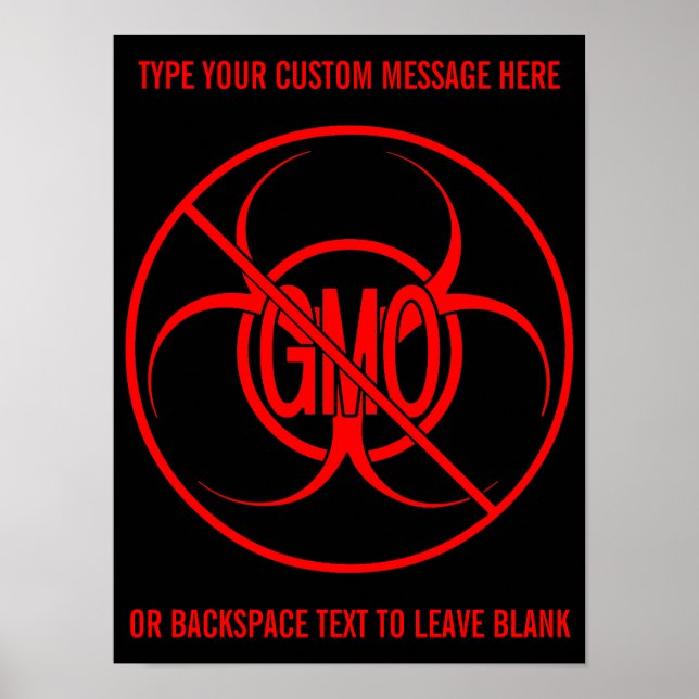No GMO Poster Biohazard Personalised No GMO Signs (Front)